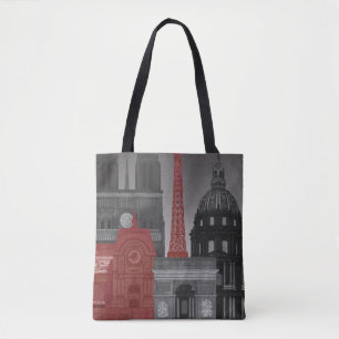 Tote Bag Altitudes de Paris par nuit - rouge