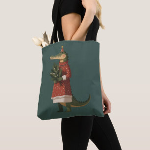 Tote Bag Amant de crocodile de Noël d'alligator Vacances Dr