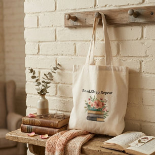 Tote Bag amateur de livres élégant aquarelle florale