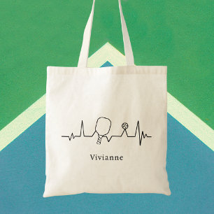 Tote Bag Amateur de Pickleball Noir et Blanc Élégant