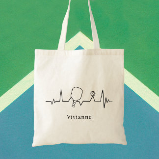 Tote Bag Amateur de Pickleball Noir et Blanc Élégant