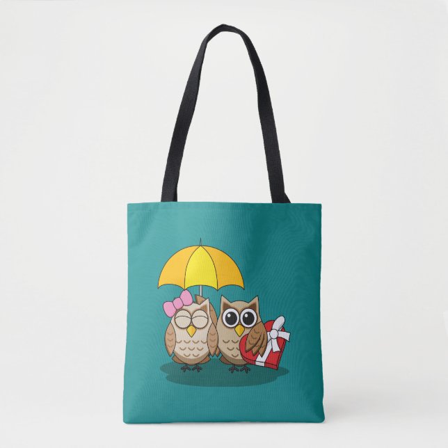 Tote Bag Amateurs de chouette avec parapluie et boîte de ch (Devant)