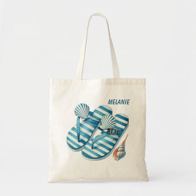 Tote Bag Amateurs de flip flop de plage mignonne ajouter le (Devant)