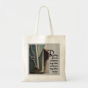 Tote Bag Amateurs de livres Citation de lecture en bleu gri