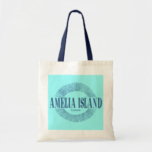 Tote Bag Amelia Island Floride en bleu avec design soleil