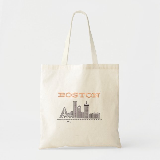 Tote Bag America Boston City Skyline, Boston Ma Us Skyline (Devant)