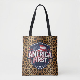 Tote Bag America First - Impression léopard - Fourre-tout