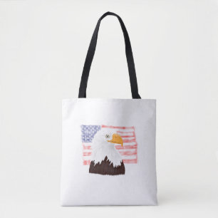 Tote Bag American Bald Eagle and Flag - blanc transparent.