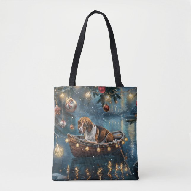 Tote Bag American English Foxhound Christmas Festive Voyage (Devant)