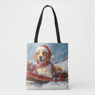Tote Bag American English Foxhound dans Sledge Christmas