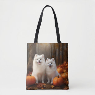 Tote Bag American Eskimo Chiot Automne Citrouille délice