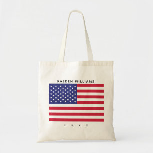 Tote Bag American Flag Red White Blue Monogram Patriotic