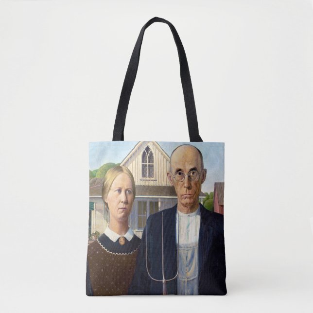 Tote Bag American gothique classique peinture Grant Wood (Devant)