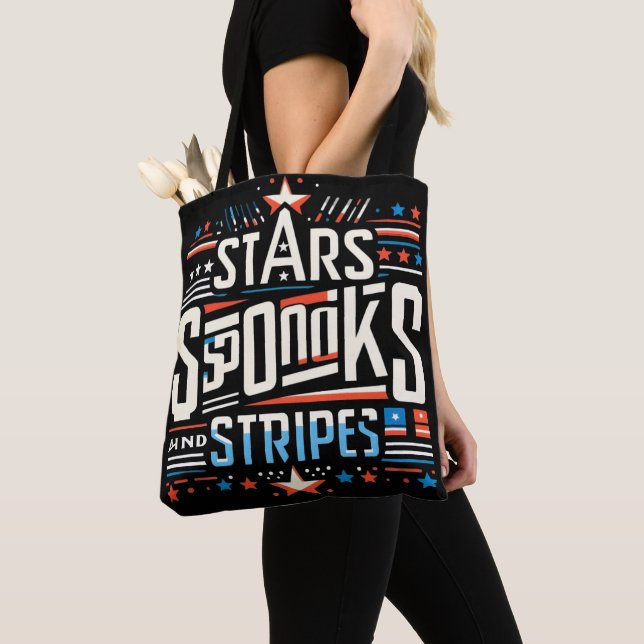 Tote Bag Amérique Abstraite : Étoiles, Spooks et Stripes (De près)