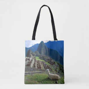 Tote Bag Amérique du Sud, Pérou. Un lama se repose sur une