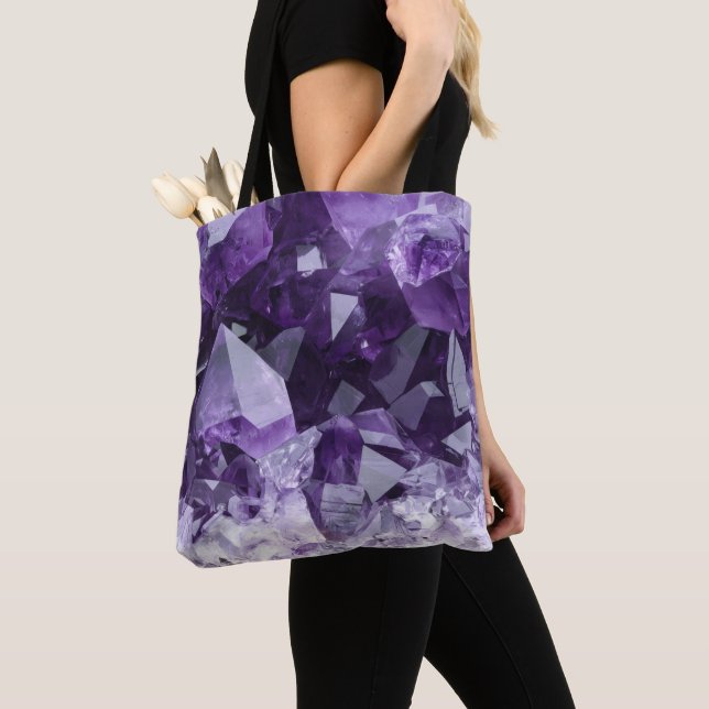 Tote Bag Amethyst Healing Crystal Cluster (De près)