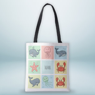 Tote Bag Amis de l'océan fantaisistes Doodles