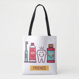 Tote Bag Amis oraux de soin de bande dessinée