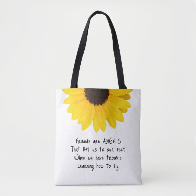 Tote Bag Amis Sont Anges Citation Initiales Tournesol (Devant)