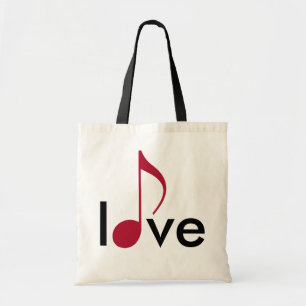 Tote Bag amour à notes de musique rouge