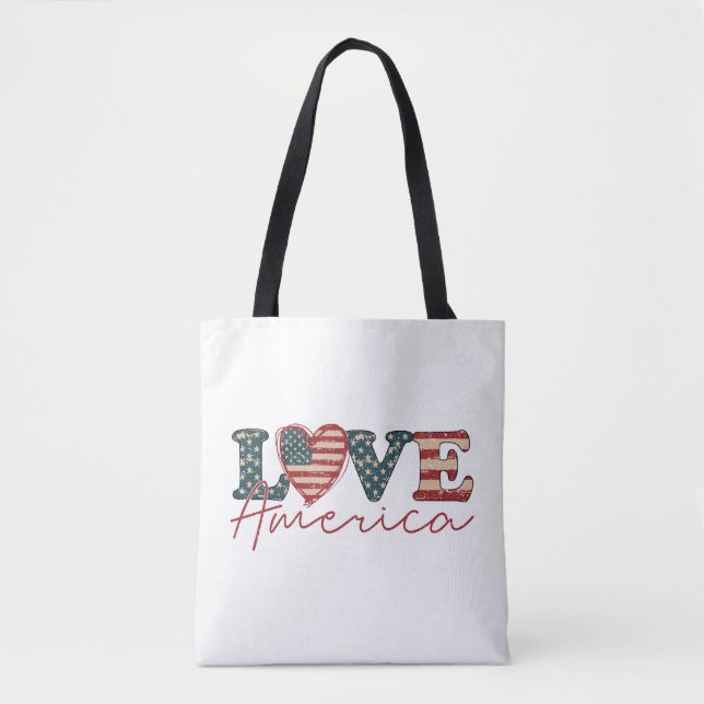Tote Bag Amour Amérique Fête de l'Indépendance (Devant)
