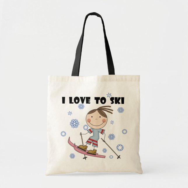 Tote Bag Amour au ski - T-shirts et cadeaux de fille (Devant)