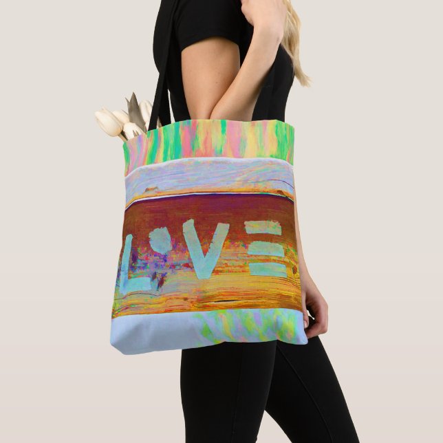 Tote Bag Amour Boho de Bohème hippie (De près)