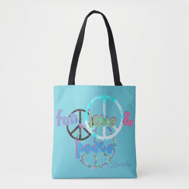 Tote Bag Amour d'amusement et signe de paix personnalisé (Devant)