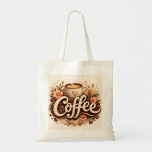 Tote Bag Amour de café floral