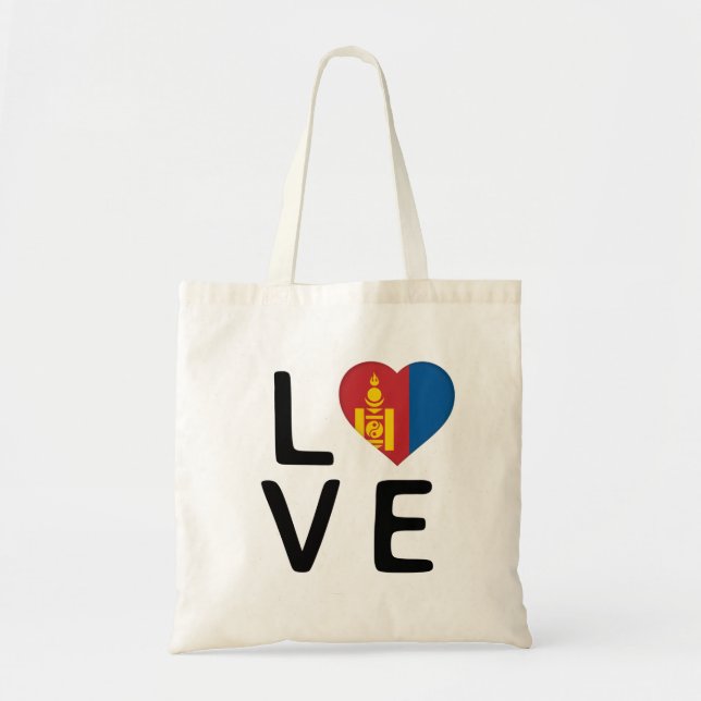 Tote Bag Amour - Drapeau Mongolie (Devant)