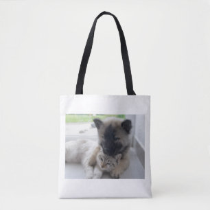 Tote Bag Amour entre chien et chat 