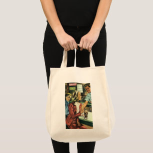 Tote Bag Amour et romance vintage, Dame au magasin de soda