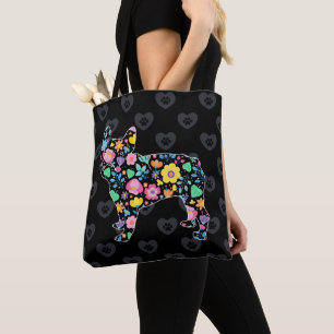 Tote Bag Amour mignon ma conception florale de bouledogue