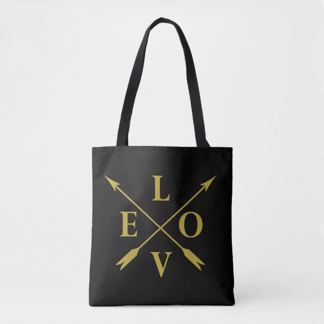 Tote Bag amour monogramme avec lettre d'or (Devant)