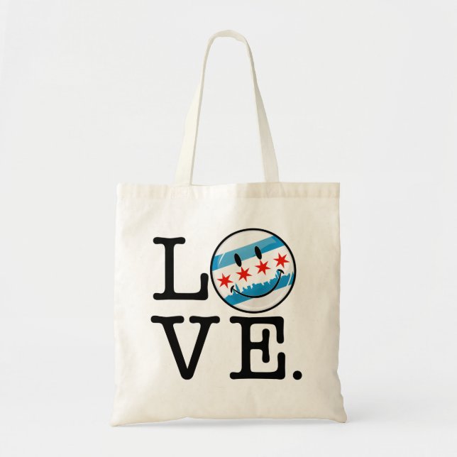 Tote Bag Amour pour le drapeau de sourire de Chicago (Devant)