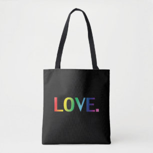 Tote Bag Amour, pride lgbt lgbtq gay queer arc-en-ciel noir