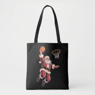 Tote Bag Amoureux de basket-ball de Noël Santa jouant 