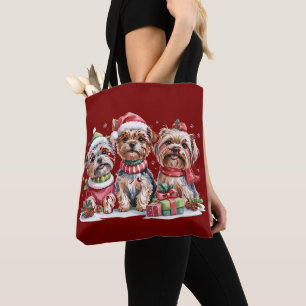 Tote Bag Amoureux de chiens Yorkshire Terrier de Noël