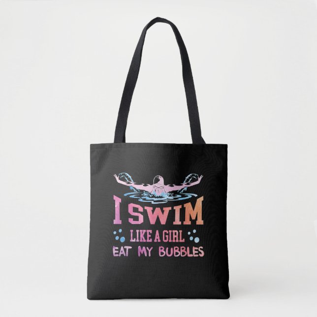 Tote Bag Amoureux De La Nage - Je Nage Comme Une Fille (Devant)