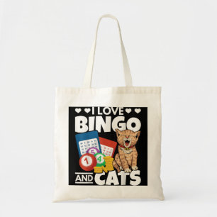 Tote Bag Amoureux des chats I Love Bingo Et Chats Jeu Bingo