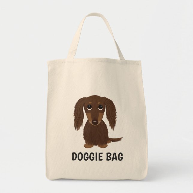 Tote Bag Amoureux des chiens à cheveux longs de saucisse de (Devant)