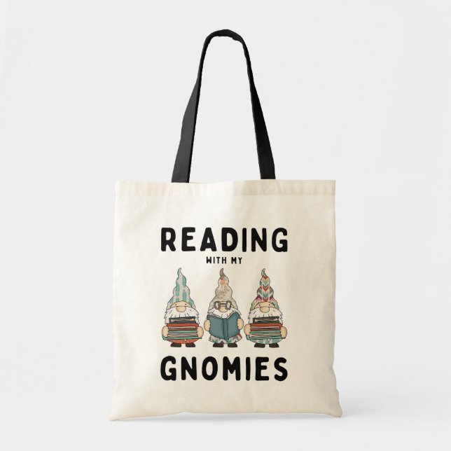 Tote Bag Amoureux Du Livre Drôle Lire Avec Mes Gnomies (Devant)