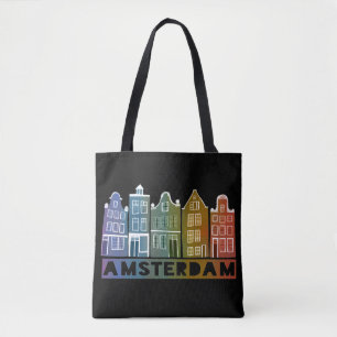 Tote Bag Amsterdam Canal Maisons Village Hollandais Coloré