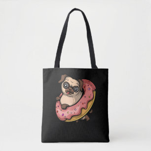 Tote Bag Amusant chien de Carlin Donut animal de compagnie