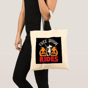 Tote Bag Amusant Halloween Free Broom Rides sorcier Citroui