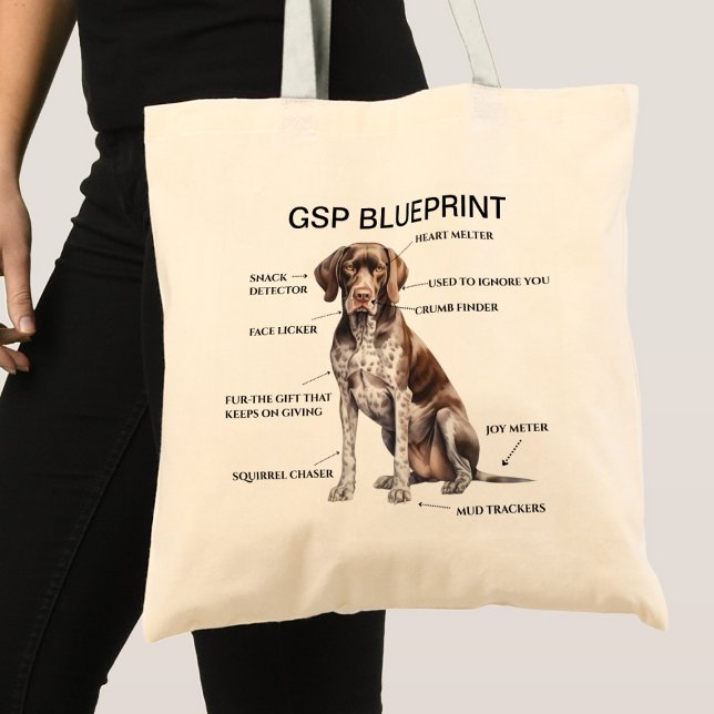 Tote Bag Amusant modèle de pointeur allemand à cheveux cour (Créateur téléchargé)
