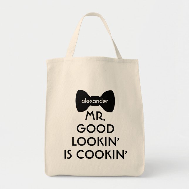 Tote Bag Amusant Moderne M. Bonne Cuisine Bowtie (Devant)