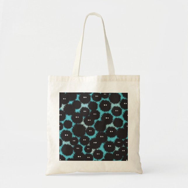Tote Bag Amusant monstres noirs moelleux (Devant)