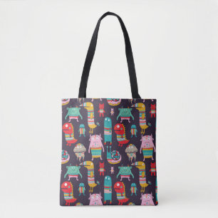 Tote Bag Amusant monstres sans couture motif
