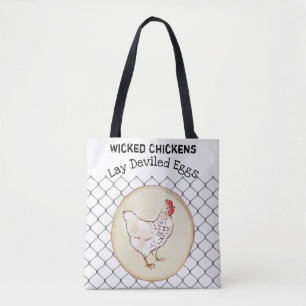 Tote Bag Amusant Oeuf de poulet nouveauté Rustique Shabby F